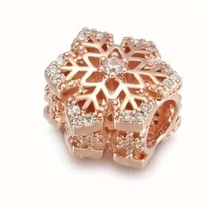 S925 Dazzling Snowflake Charm Rose Gold Pandora Style
